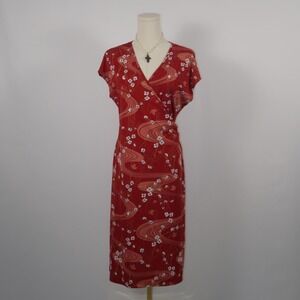 Parallel Studio Red Floral Wrap Midi Dress Women's S/M